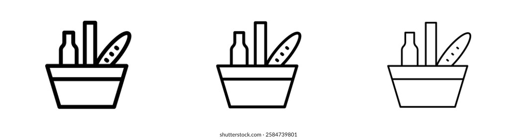 Picnic icons in three different stroke lines