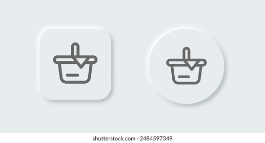 Picnic line icon in neomorphic design style. Basket signs vector illustration.