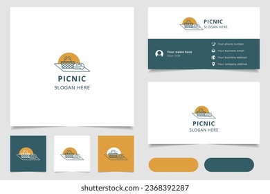 Picnic logo design with editable slogan. Branding book and business card template.