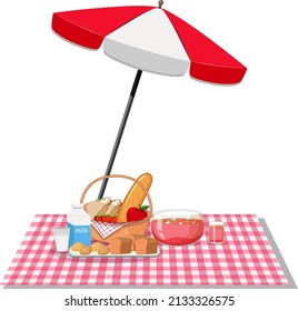 Picnic meal on white back ground illustration