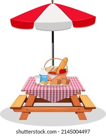 Picnic meal on white back ground illustration