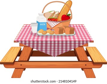 Picnic meal on white back ground illustration