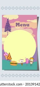 picnic menu design sunrise with landscape for kids