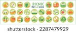 Picnic motif flat icon set that can be used as part of the design