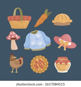 picnic object collection set in isolated background