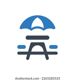 Picnic outdoor table icon. Illustration isolated on white background