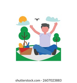 Picnic park Flat Vector Illustration