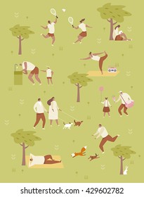 Picnic in the park vector illustration