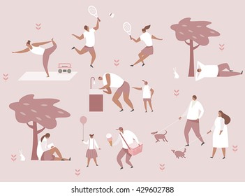 Picnic in the park vector illustration