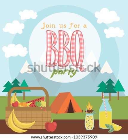 picnic party invitation card vector illustration stock vector