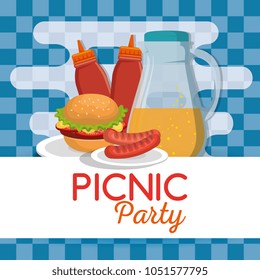 picnic party invitation set icons