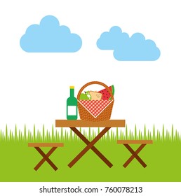 picnic party scene icon