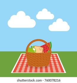 Picnic Party Scene Icon Stock Vector (Royalty Free) 760078216 ...