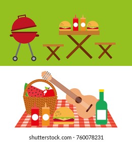 picnic party scene icon