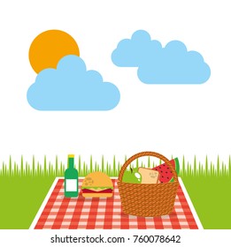 picnic party scene icon