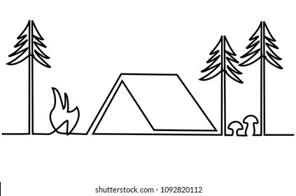 Picnic place one line drawing