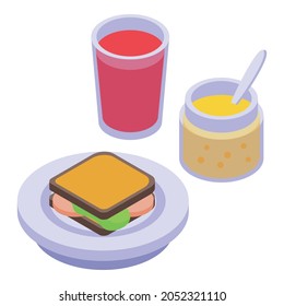 Picnic sandwich icon isometric vector. Food basket sandwich. Buffet plate