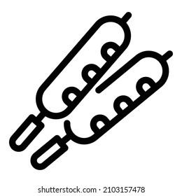 Picnic sausage icon. Outline picnic sausage vector icon for web design isolated on white background