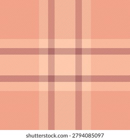 Picnic seamless textile background, thread check vector fabric. Silky tartan plaid texture pattern in red and orange colors palette.