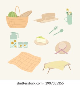 Picnic set item. Picknic element.