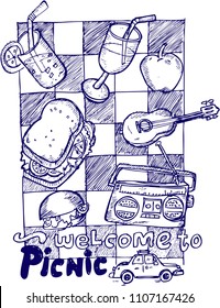 picnic, sketch doodle