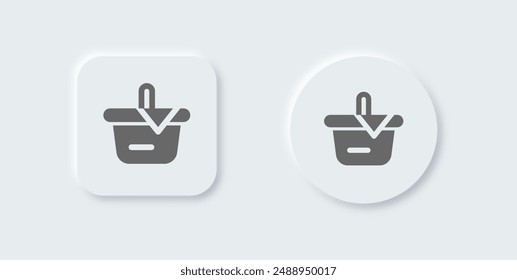Picnic solid icon in neomorphic design style. Basket signs vector illustration.