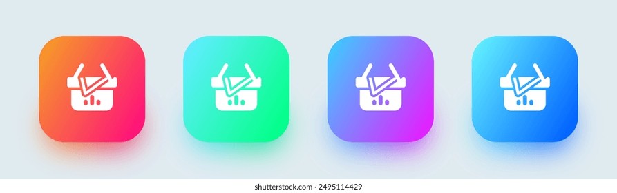 Picnic solid icon in square gradient colors. Basket signs vector illustration.