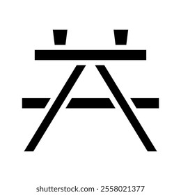 Picnic table abstract icon. Concept of outdoor, leisure, and recreation.