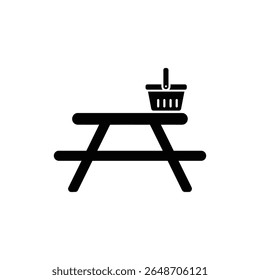 Picnic Table with Basket for Outdoor Dining and Relaxation