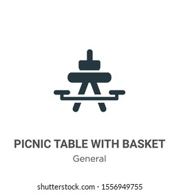 Picnic table with basket vector icon on white background. Flat vector picnic table with basket icon symbol sign from modern general collection for mobile concept and web apps design.