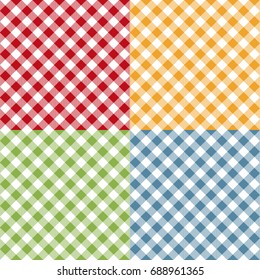 Picnic table cloth seamless pattern set. Picnic plaid texture. Vector