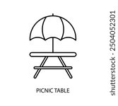 picnic table concept line icon. Simple element illustration.picnic table concept outline symbol design.