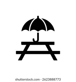 Picnic Table with Folded Umbrella Icon