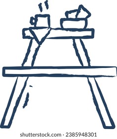 picnic table hand drawn vector illustration