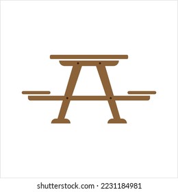 Picnic Table Icon, Picnic Bench Icon Vector Art Illustration
