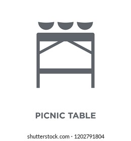 Picnic table icon. Picnic table design concept from Camping collection. Simple element vector illustration on white background.