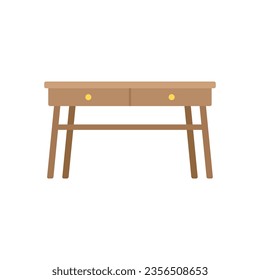Picnic table icon flat vector. Wood desk. Top round isolated