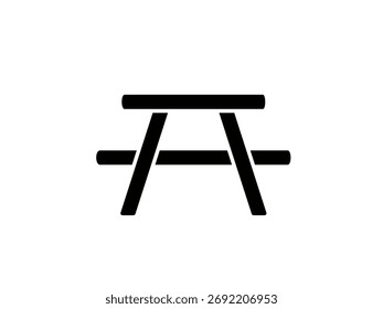 Picknick-Tischsymbol einzeln auf weißem Hintergrund. Vektorgrafik.