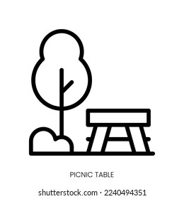 icono de tabla de picnic. Diseño De Estilo De Arte De Línea Aislado En Fondo Blanco