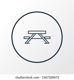 Picnic table icon line symbol. Premium quality isolated bench element in trendy style.