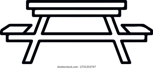 Icono de mesa de picnic que representa el comedor al aire libre, el ocio y el Ocio del parque en un diseño simple