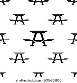 Picnic Table Icon Seamless Pattern, Picnic Bench Icon Vector Art Illustration