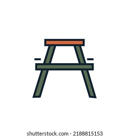 Picnic table icon stock illustration on white background