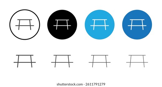 Picnic table icon Symbol line set