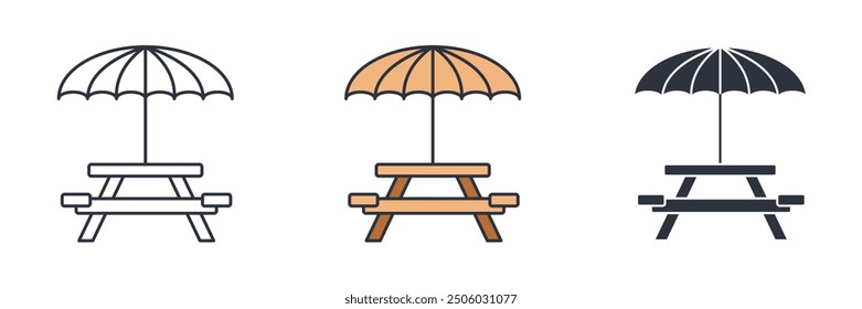 Picnic Table icon symbol vector illustration isolated on white background