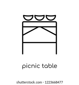 picnic table icon. Trendy modern flat linear vector picnic table icon on white background from thin line Camping collection, outline vector illustration