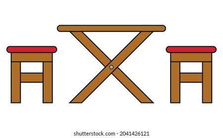 picnic table icon vector on white background