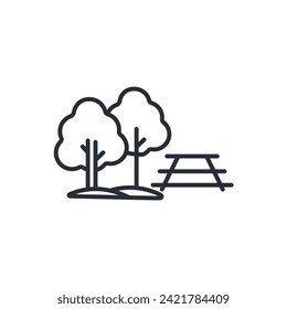 picnic table icon. vector.Editable stroke.linear style sign for use web design,logo.Symbol illustration.