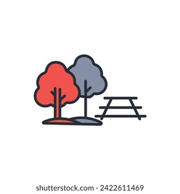 picnic table icon. vector.Editable stroke.linear style sign for use web design,logo.Symbol illustration.