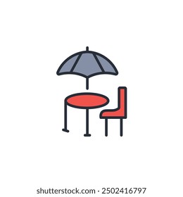 picnic table icon. vector.Editable stroke.linear style sign for use web design,logo.Symbol illustration.